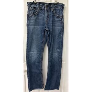 Silver Jeans Co. Mens Gordie relaxed straight leg medium wash 33/34 denim jeans